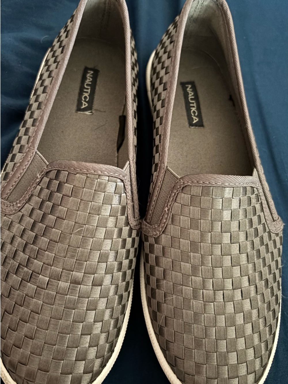 Nautica Women’s Woven Slip-On Loafers in Taupe Brown